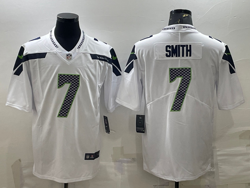 Men's Seattle Seahawks Geno Smith #7 White Jersey